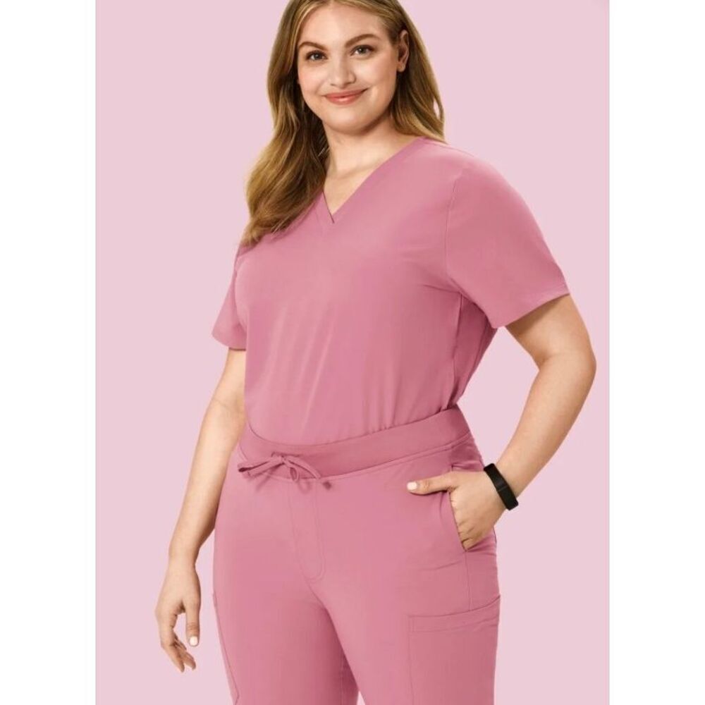 Mandala Scrubs 6 Pocket Top in Rosé Pink Size 2XL